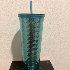 Starbucks 24oz Teal Cold Cup with Hexagon Pattern